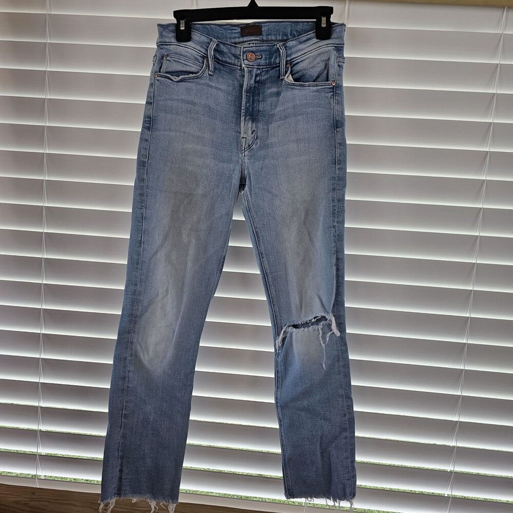 Mother The Mid Rise Dazzler Ankle Fray In Hopeless Romantic Women's Size 28